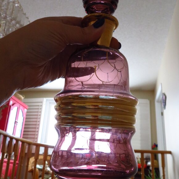 Vintage 1940 handblown Empoli glass liqueur carafe ,amethyst glass plus 5 shot - Picture 11 of 13